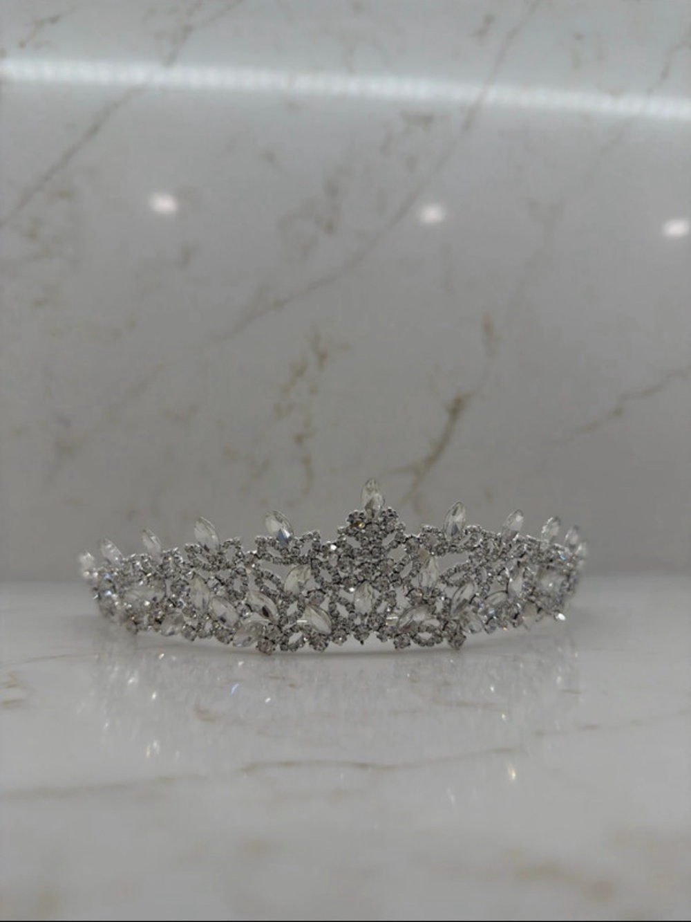 David's Bridal Silver Crystal Floral Tiara